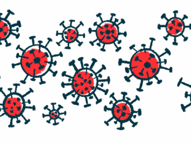 An illustration provides a close-up view of viruses.