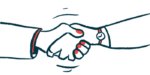 An illustration of a handshake is shown.