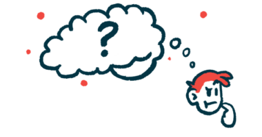 A thought bubble with a question mark is shown above a person to signify thinking.