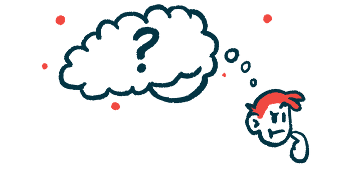 A thought bubble with a question mark is shown above a person to signify thinking.