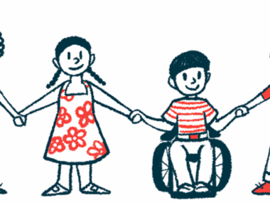 Four children are shown holding hands.