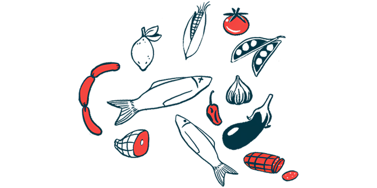 A variety of foods are depicted in this illustration.