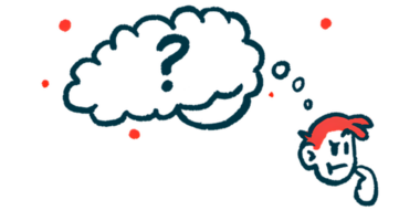 A question mark appears in a thought bubble above a person's head.