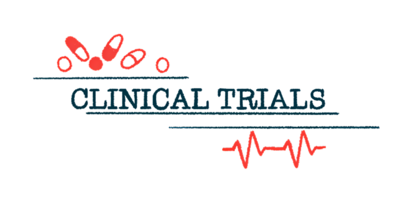 The words "clinical trials," are framed by a handful of oral medications and an EKG reading.