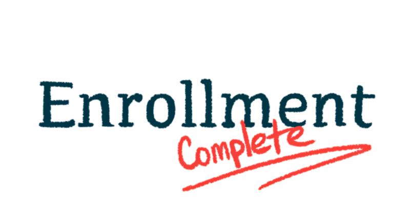 The word "Complete" has been added in red letters, and underlined, to a sign reading "Enrollment."