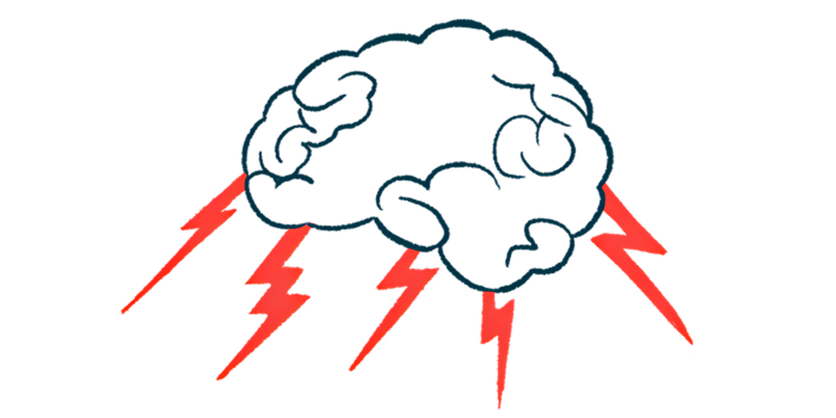 Lightning bolts are pictured shooting out from a human brain.