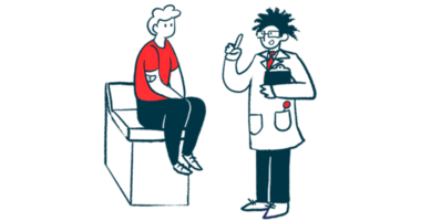 A doctor consults with a patient who is seated on an examination table.