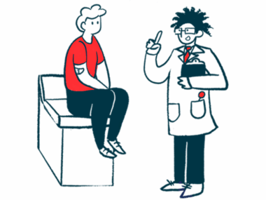 A doctor consults with a patient who is seated on an examination table.