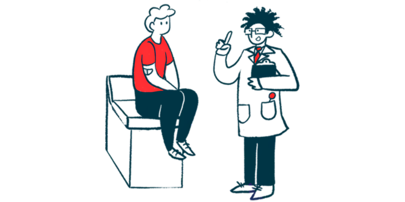 A doctor consults with a patient who is seated on an examination table.