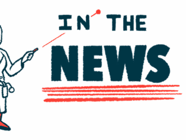 A researcher directs a laser pointer to the words In The News.