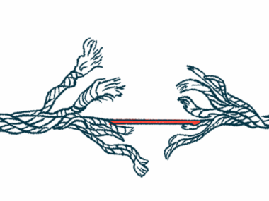 A rope begins to fray, illustrating increasing risk.