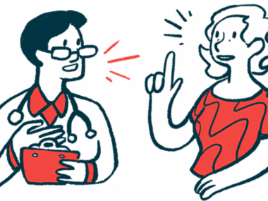 A person speaks as a doctor, holding a clipboard, listens.