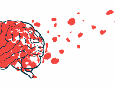An illustration shows a profile image of a brain, with red blobs emanating from it, signifying damage.