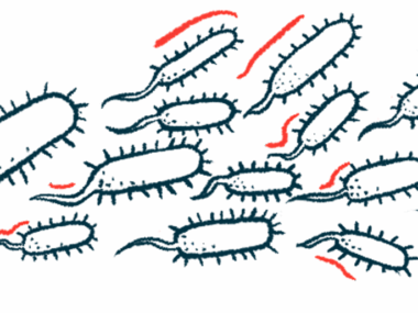 An illustration shows a bunch of bacteria.