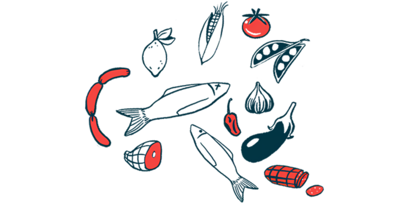 An array of healthy foods, including fish and legumes, is shown.
