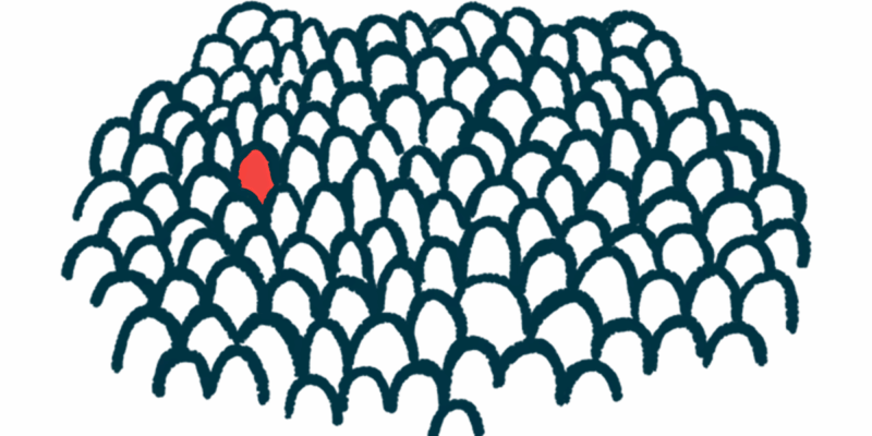 An illustration of a large faceless crowd with one figure shaded in.