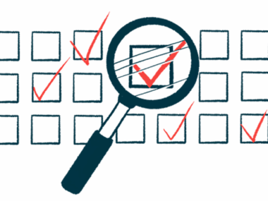 A magnifying glass hovers over a box in a survey showing a checkmark.