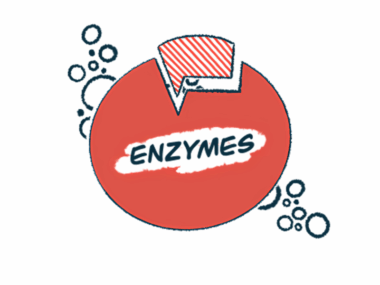 This illustration shows an enzyme in red that comprises most of a circle and is labeled ENZYMES, along with a substrate that makes up the remainder of the circle.