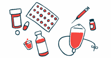 Different types of medications are pictured, including tablets, liquid medicine, an injection syringe, and a intravenous infusion bag.