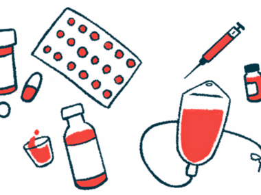 Different types of medications are pictured, including tablets, liquid medicine, an injection syringe, and a intravenous infusion bag.