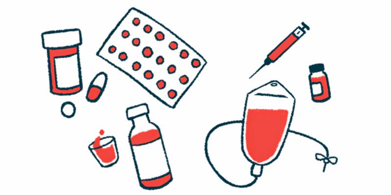 Different types of medications are pictured, including tablets, liquid medicine, an injection syringe, and a intravenous infusion bag.
