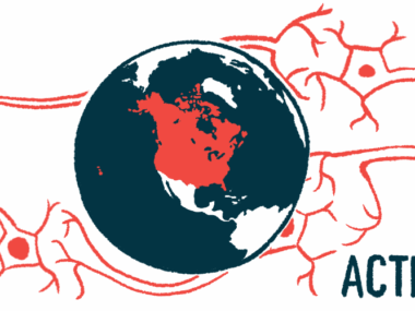 An illustration shows a globe surrounded by nerves, with ACTRIMS written at the lower right.