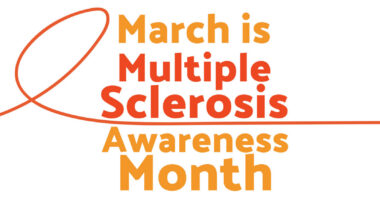 The words March is Multiple Sclerosis Awareness Month are written on a white backdrop.
