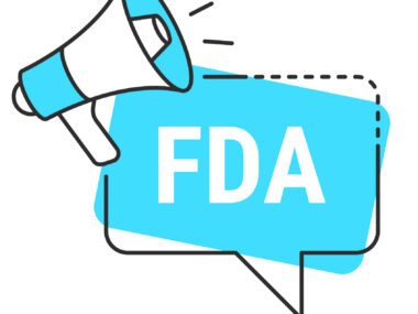 The letters FDA are shown in a speech bubble with a megaphone isolated on a blank background.
