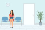 A person sits in a waiting room.