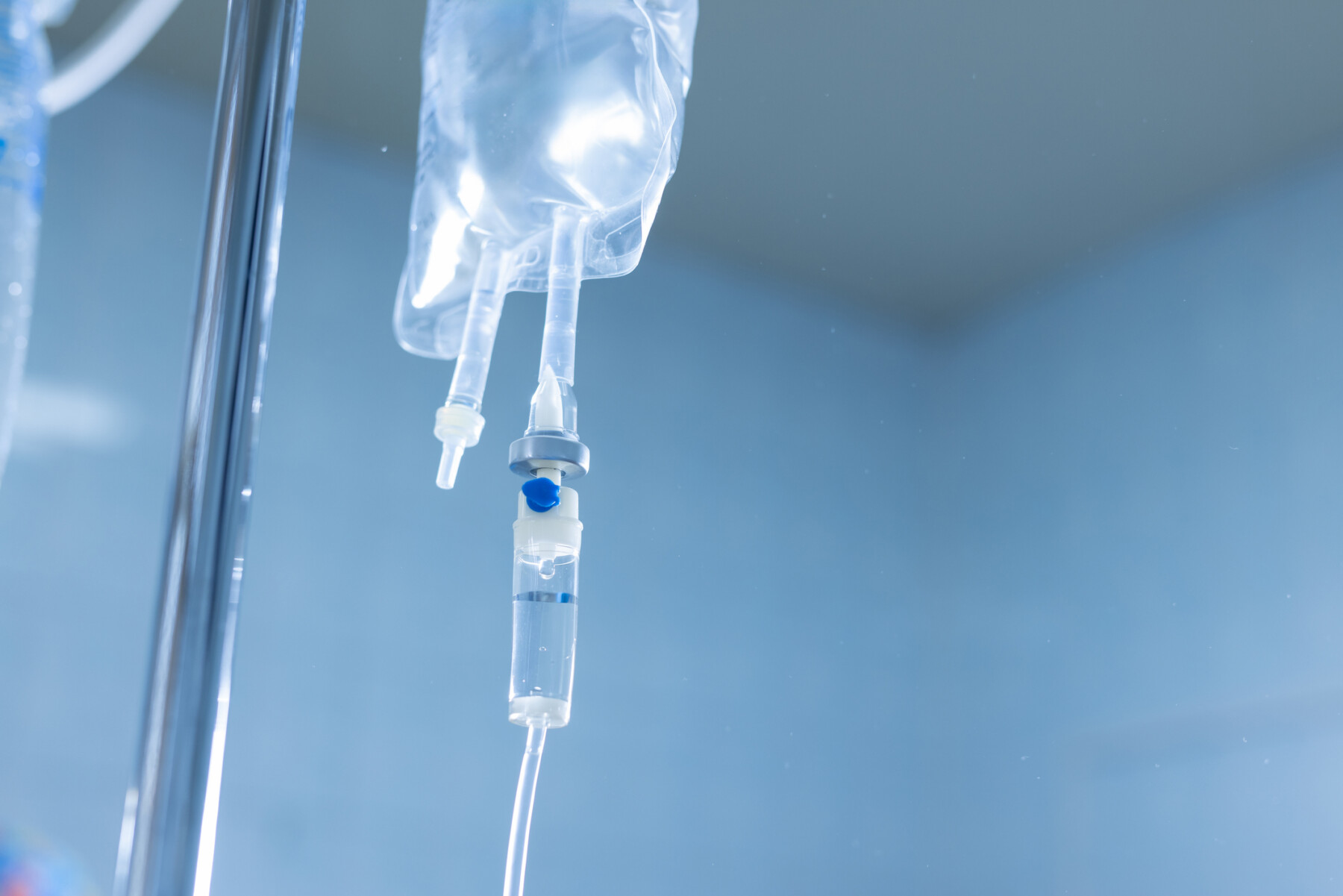 A photo shows an IV drip.