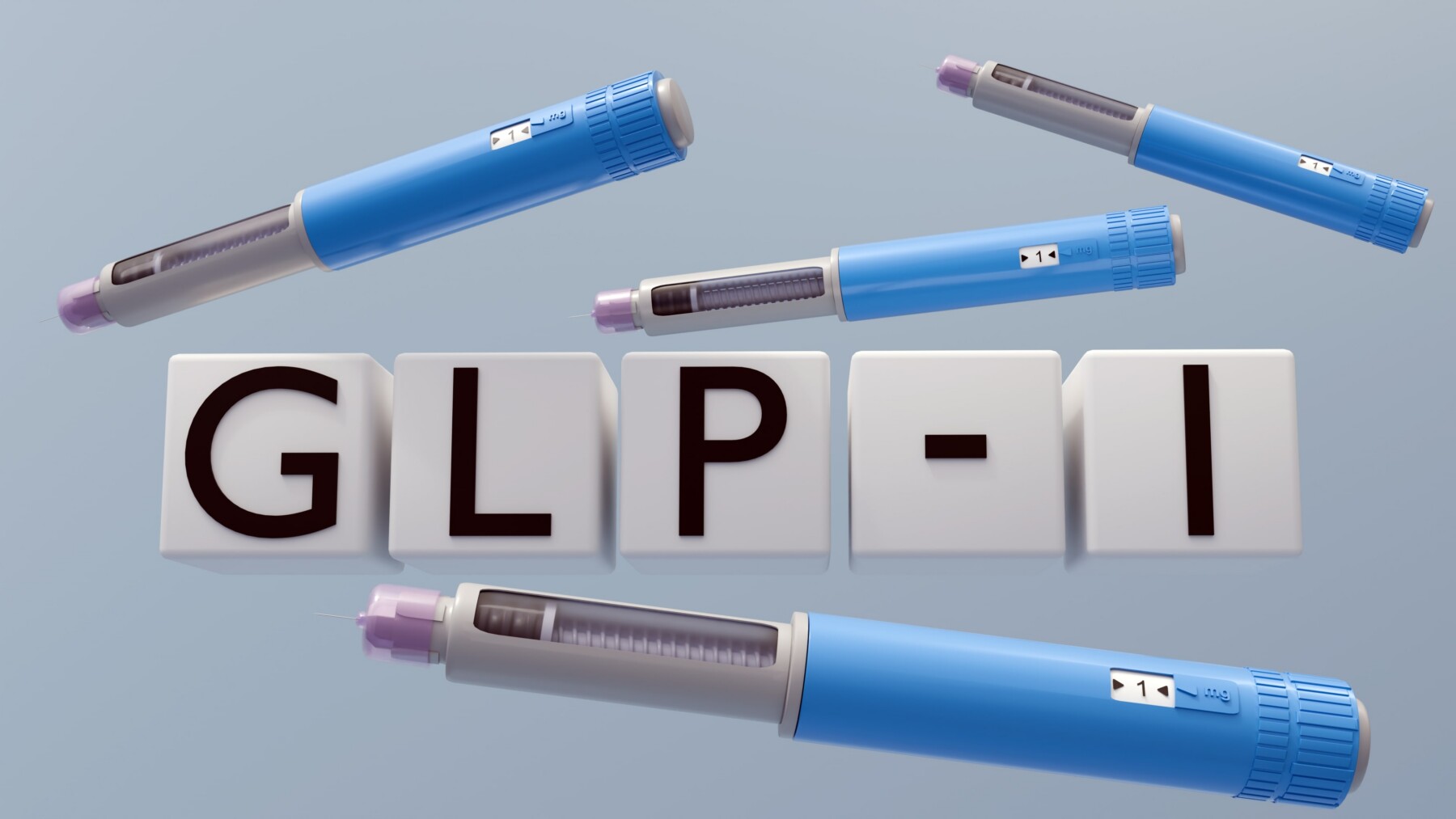 A 3D illustration of a gray syringe pen with the letters spelling 