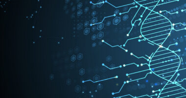 A strand of DNA is mapped out using artificial intelligence.