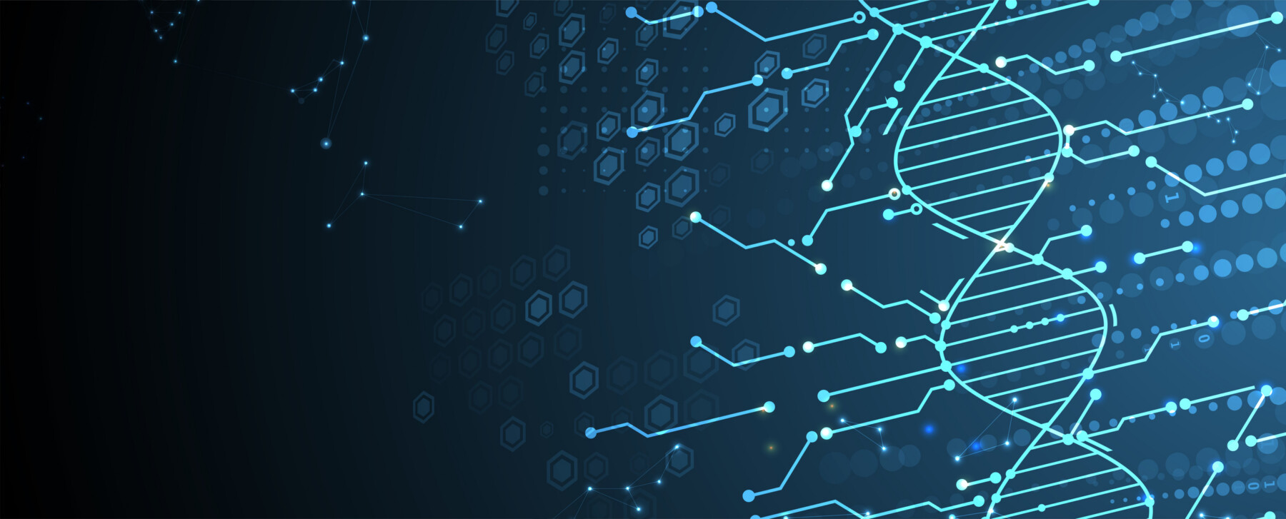 A strand of DNA is mapped out using artificial intelligence.